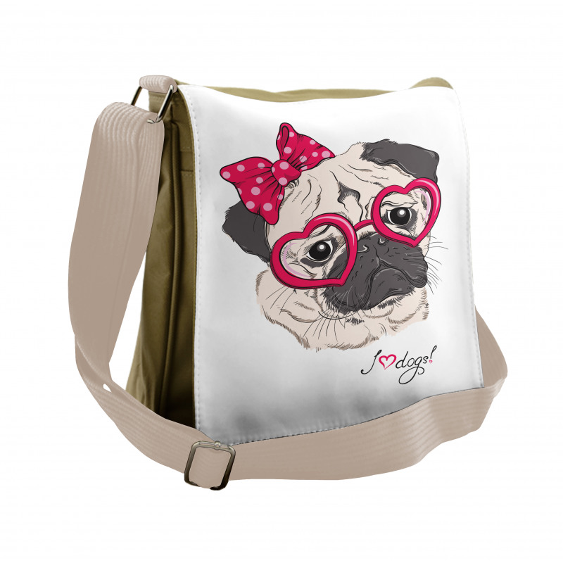 Cartoon Fashion Hipster Dog Messenger Bag