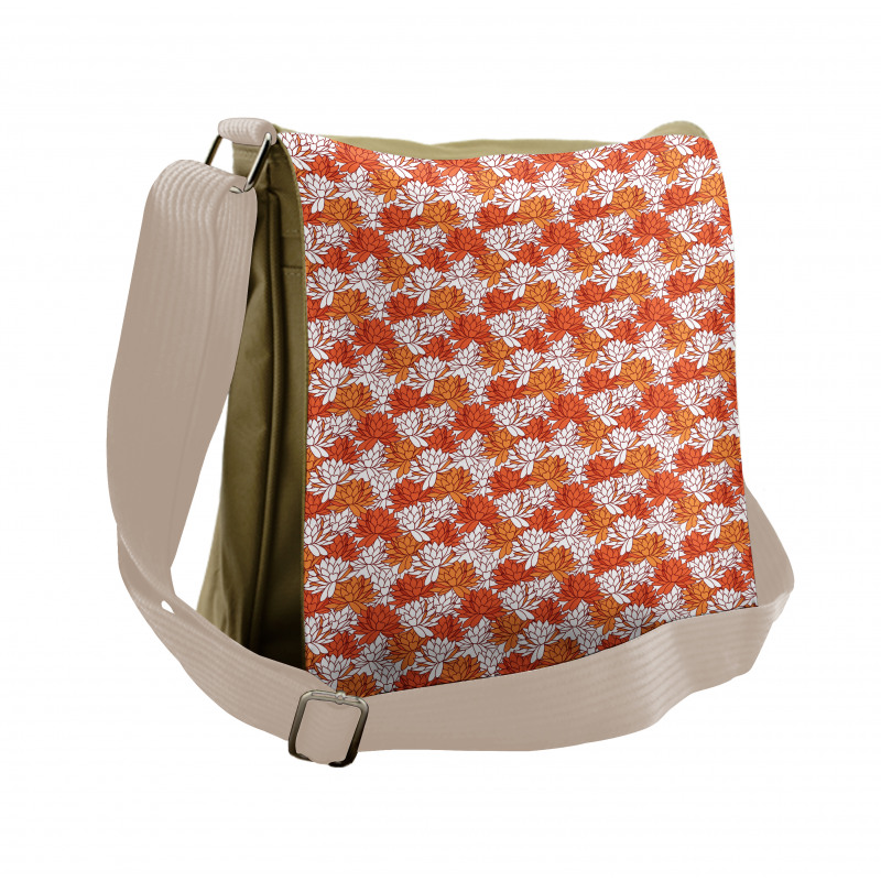 Overlapping Lotus Flower Messenger Bag