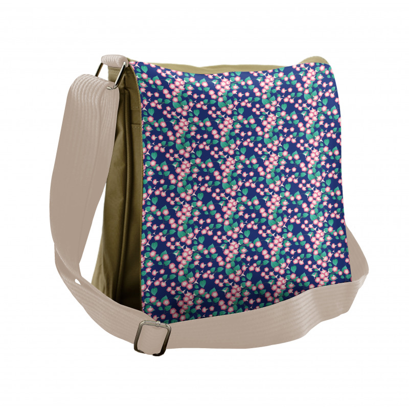 Pink Morning Glory Blossom Messenger Bag