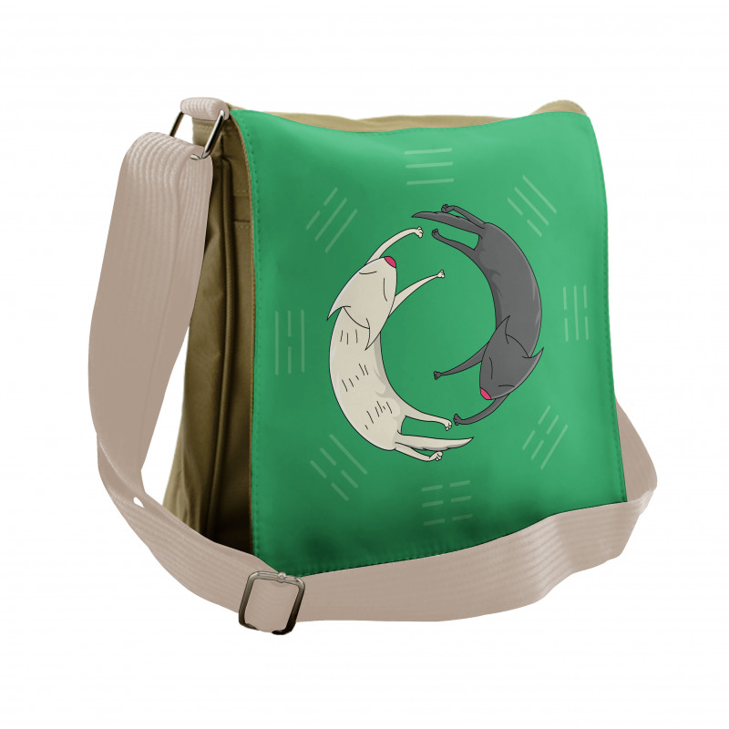 Sleeping Cats Trigrams Messenger Bag