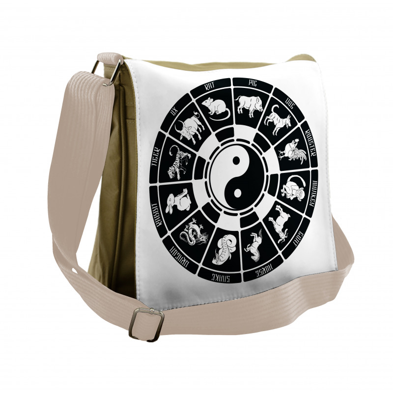 Chinese Horoscope Wheel Messenger Bag