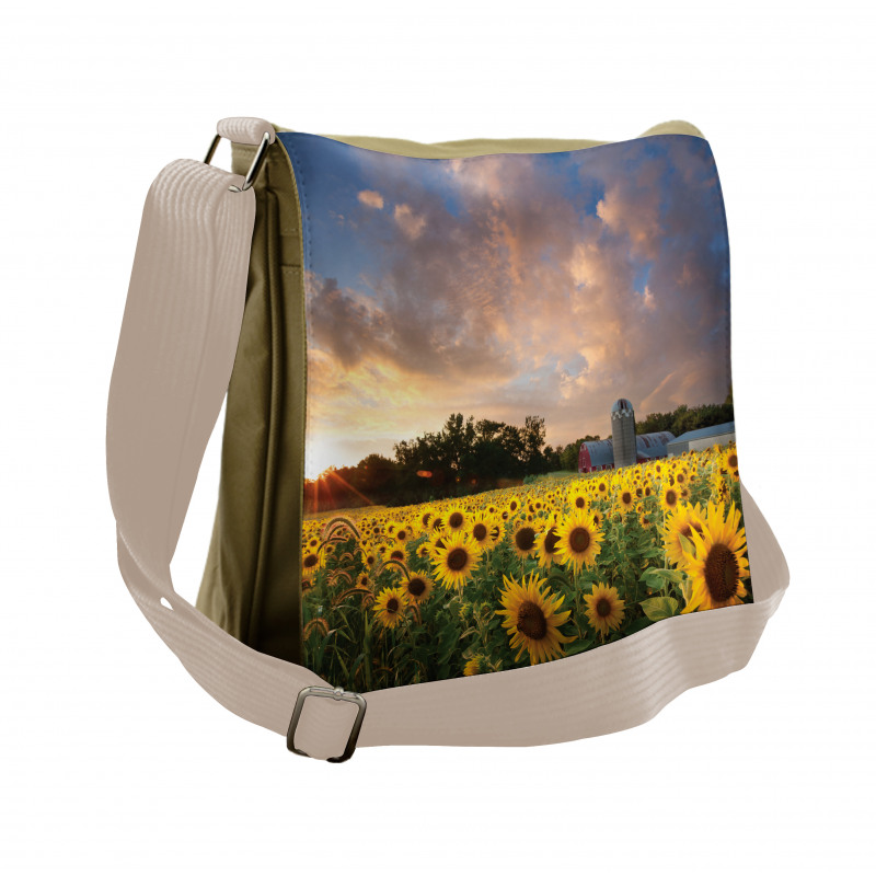 Sunflower Field Sky Messenger Bag