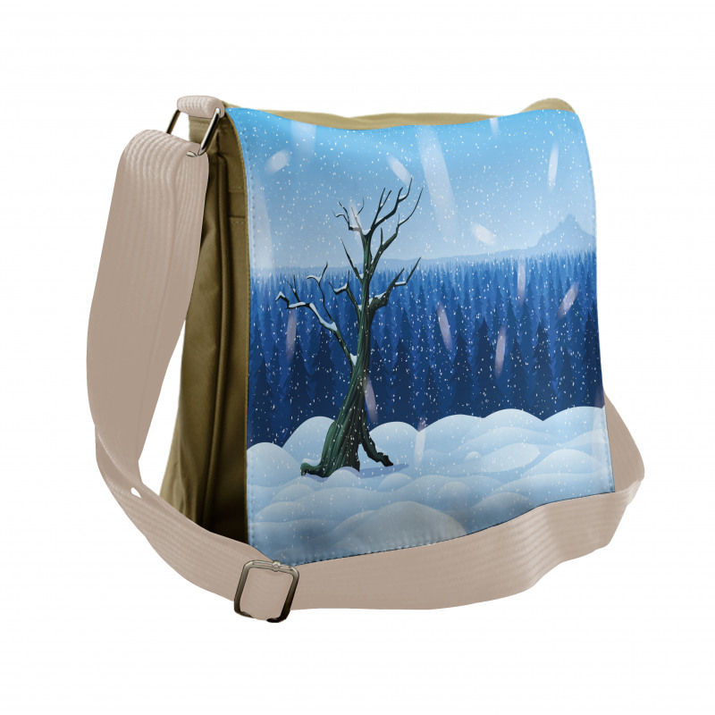 Cold Snowy Landscape Messenger Bag