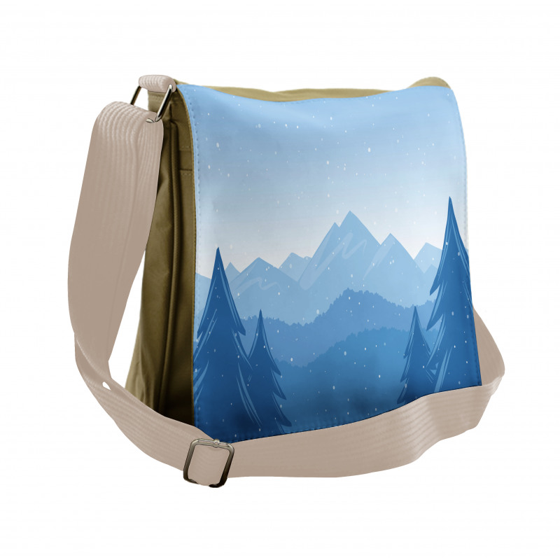 Snow Mountains Trees Messenger Bag