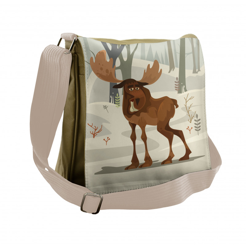 Funny Elk Mascot Messenger Bag