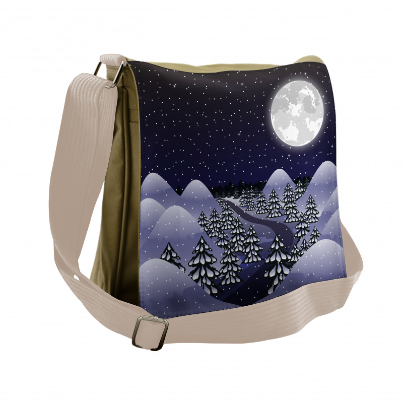 Snowfall Dark Forest Messenger Bag