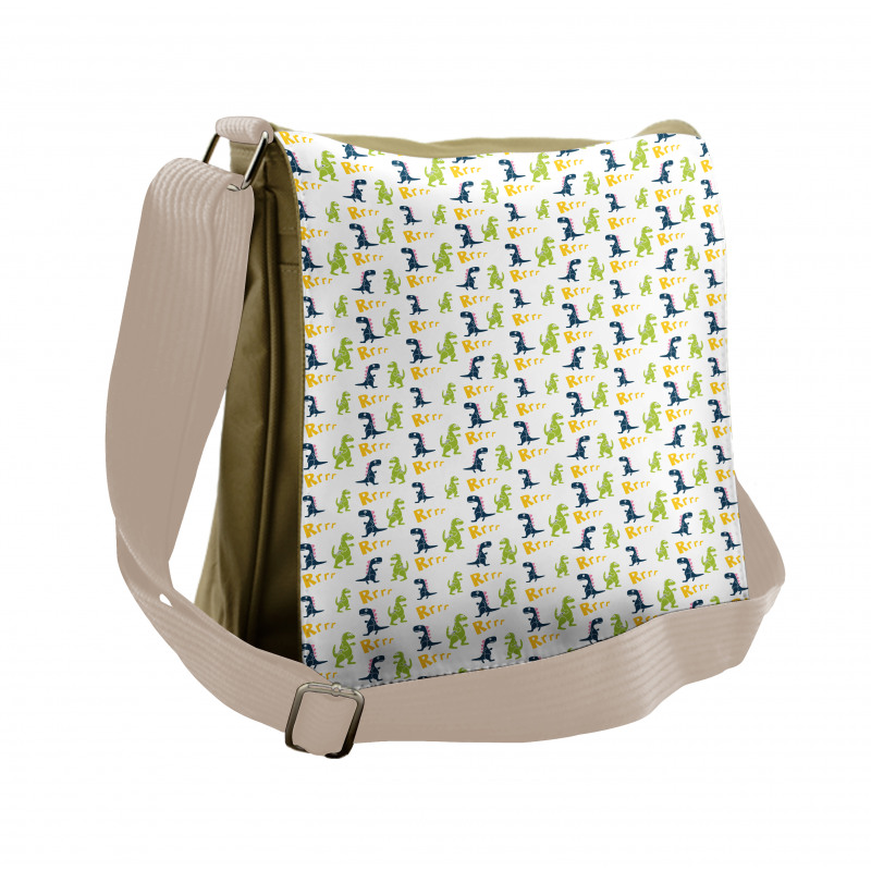 Happy Cartoon Dino Messenger Bag