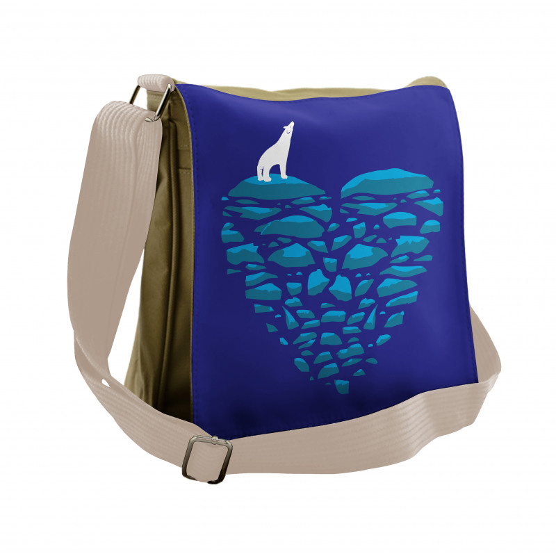 Ice Abstract Heart Messenger Bag