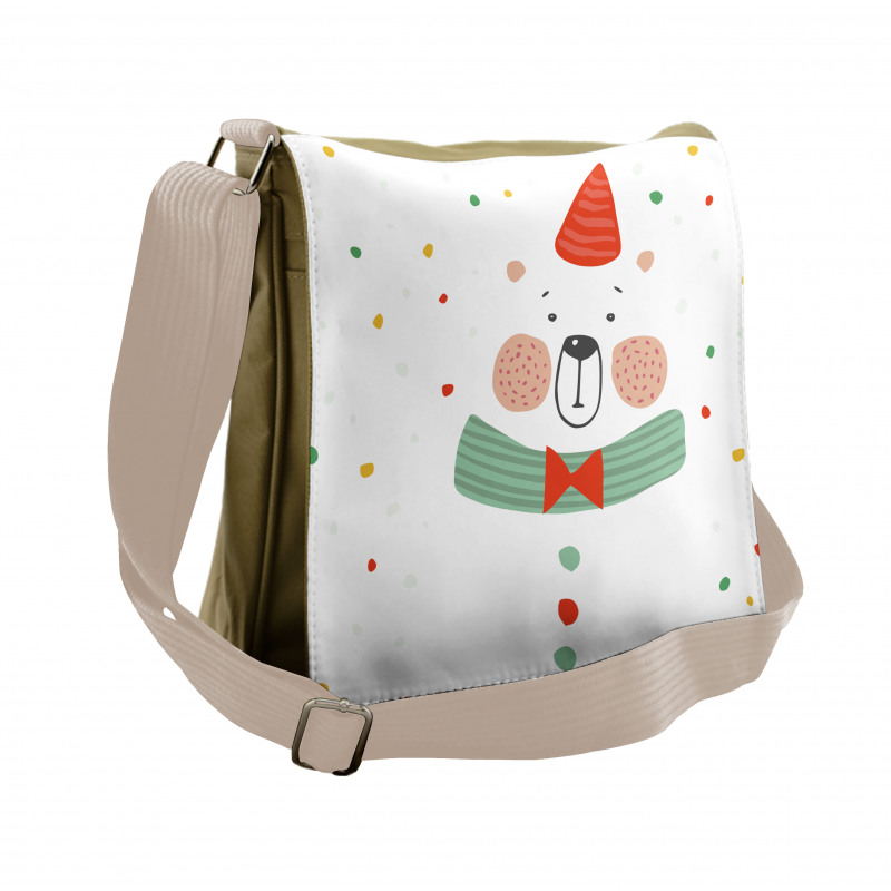 Xmas Bear Party Hat Messenger Bag