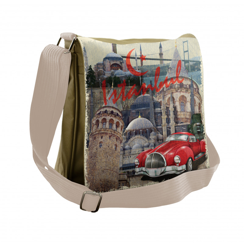 Vintage Collage Car Messenger Bag