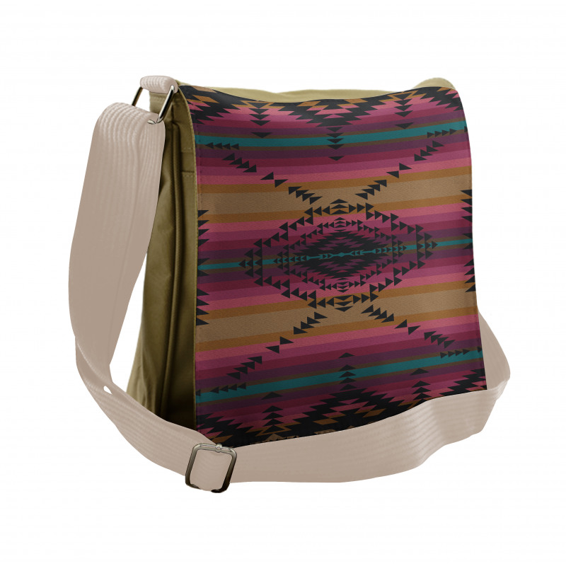 Colorful Stripes Triangles Messenger Bag
