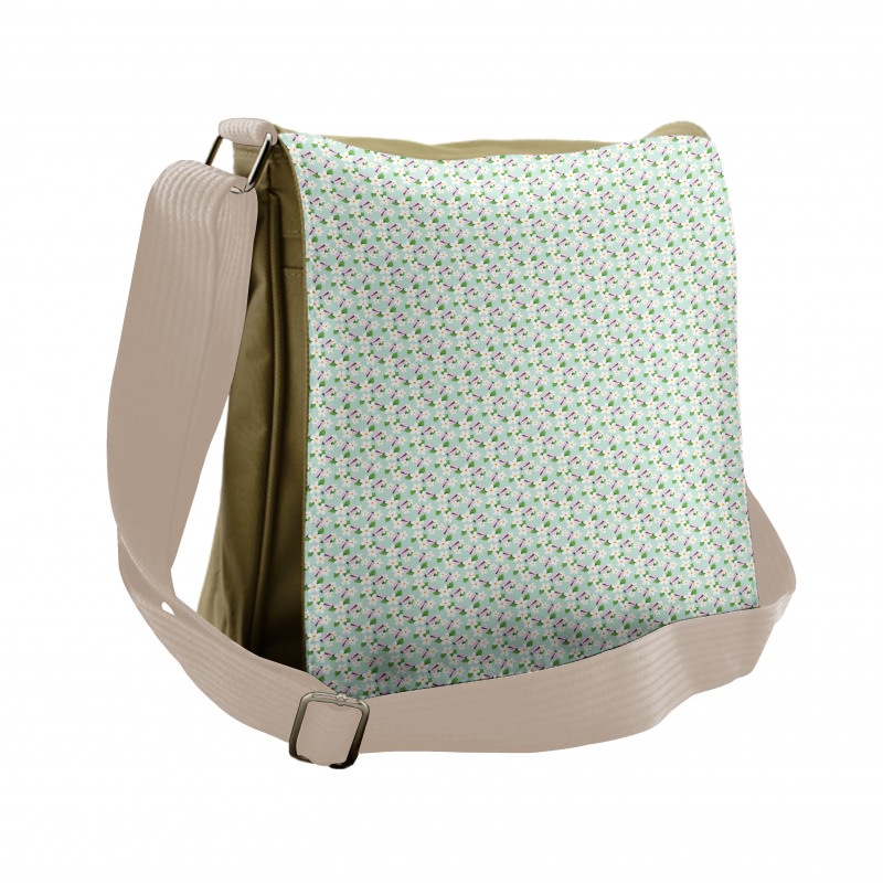 Blooming Flowers Bugs Messenger Bag