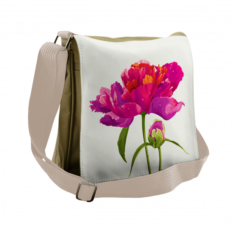 Flower and Vibrant Petals Messenger Bag