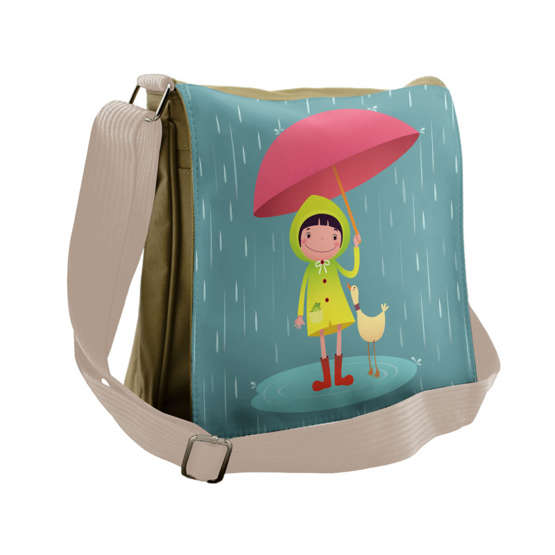 Girl with Duck Friend Messenger Bag