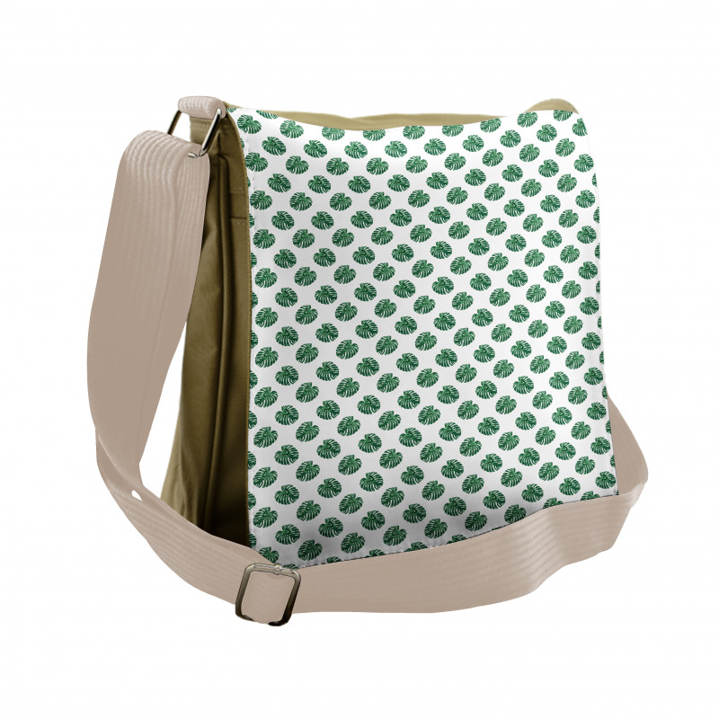 Evergreen Monstera Leaf Messenger Bag