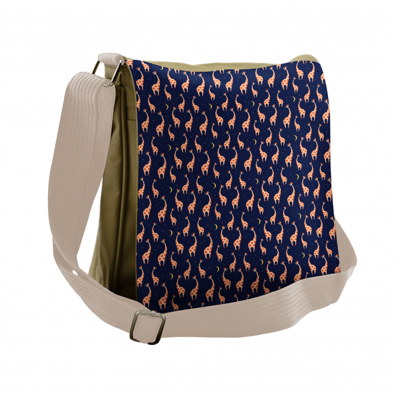 Funny Animals Night Sky Messenger Bag