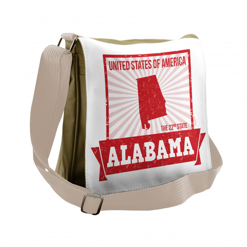 Grungy Theme State Map Messenger Bag