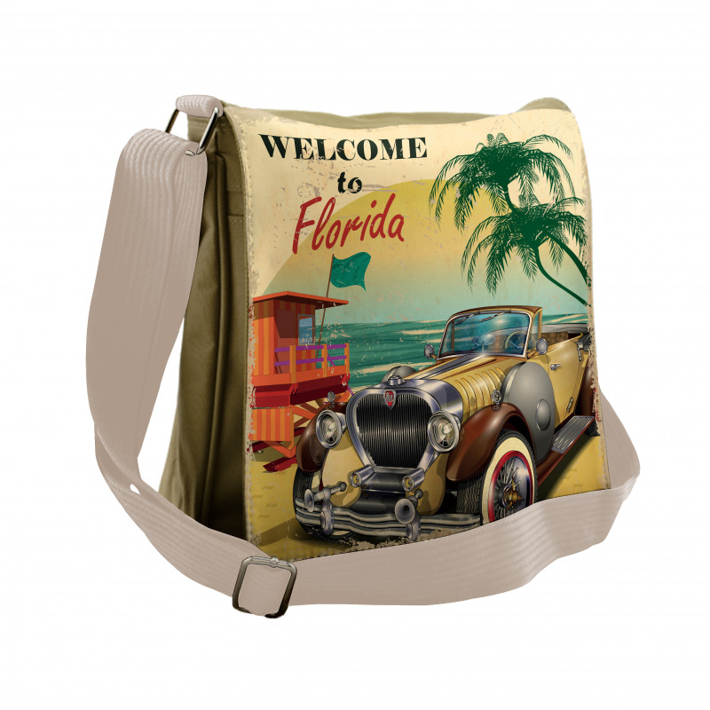 Old Beach Car Picture Messenger Bag