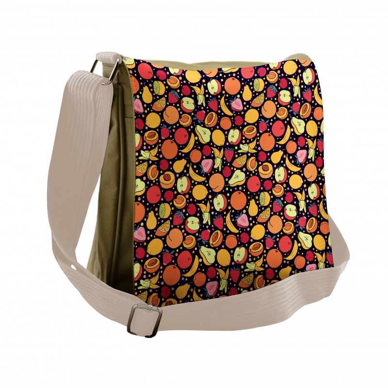 Colorful Fruits and Dots Messenger Bag