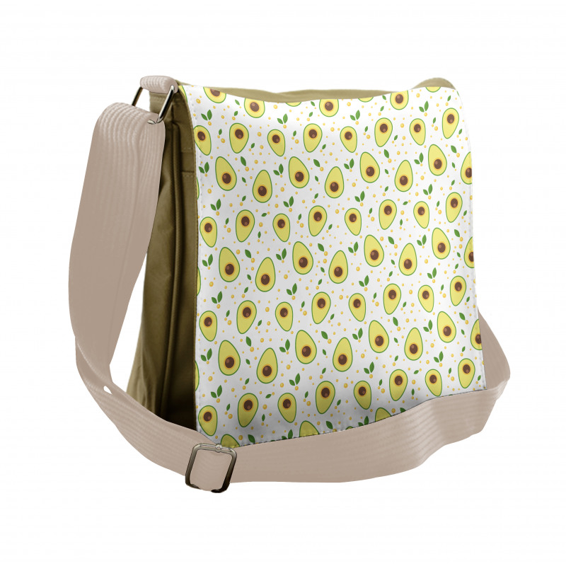 Graphic Avocado Pattern Messenger Bag