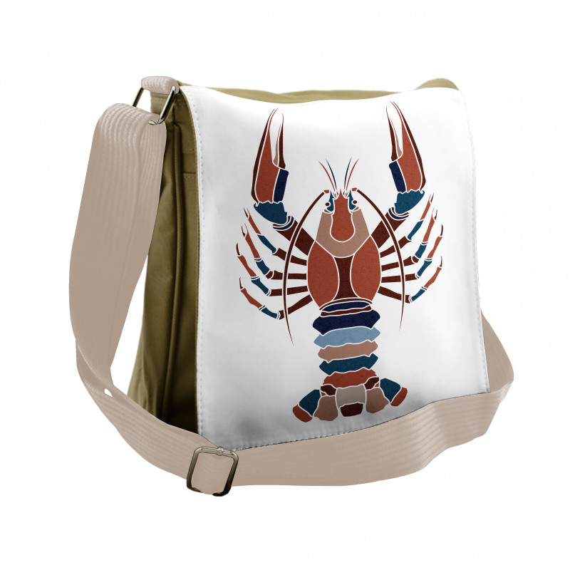 Abstract Crayfish Print Messenger Bag