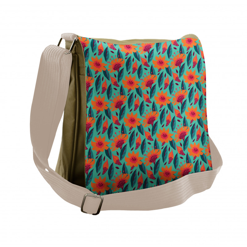 Vibrant Floral Art Messenger Bag