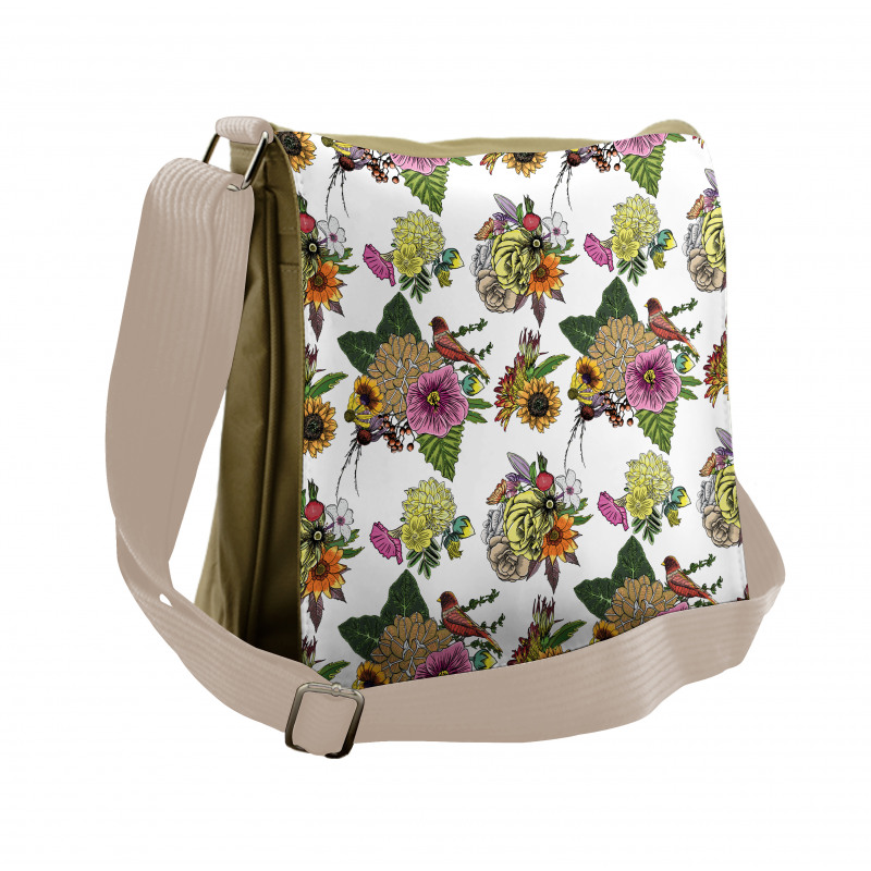 Leaves and Sunflowers Messenger Bag