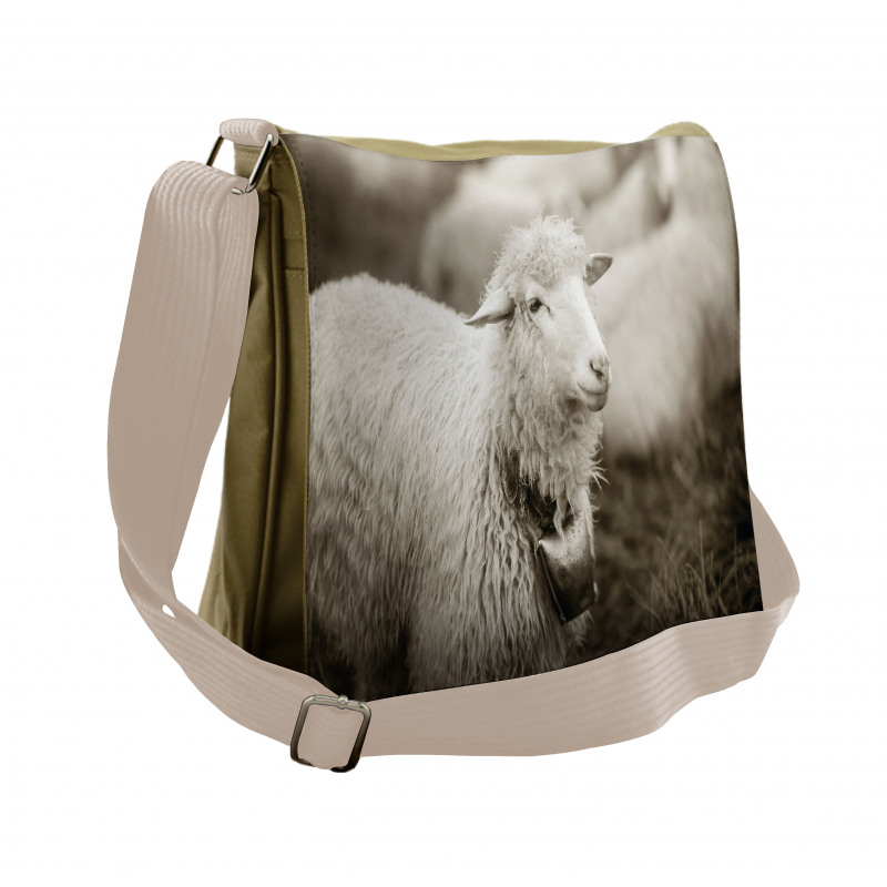 Fluffy Wooly Sheep Herd Messenger Bag