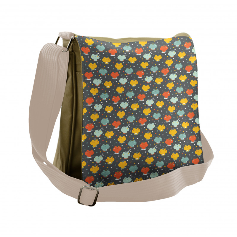 Cartoon Colorful Frogs Messenger Bag