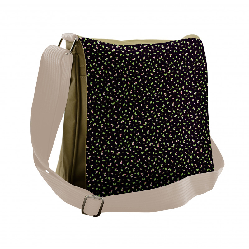 Rosebuds with Stems and Leaves Messenger Bag