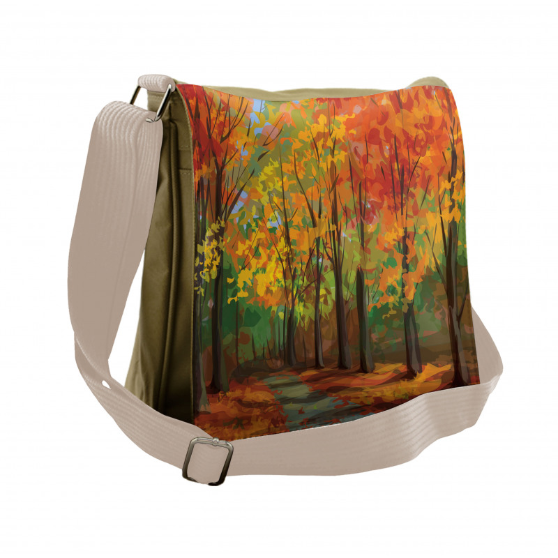 North Woods with Leaves Messenger Bag