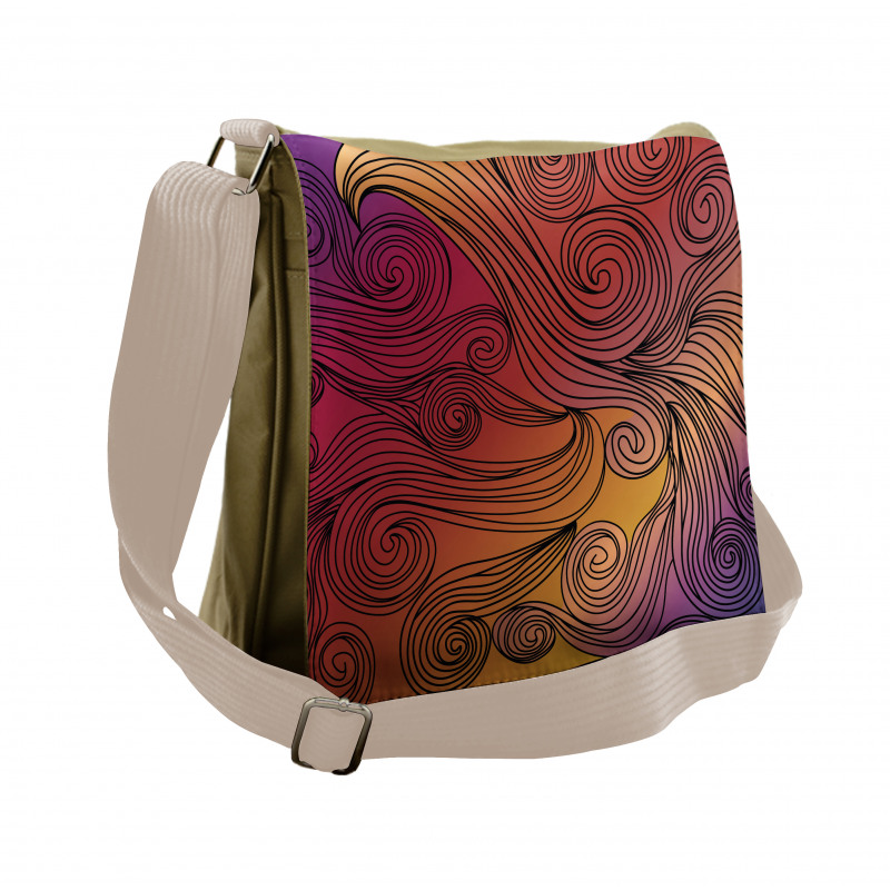 Doodle Waves with Stripes Messenger Bag