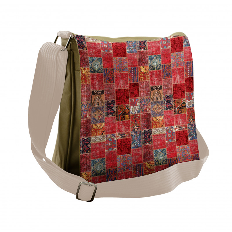 Ethnic Ornamental Squares Messenger Bag
