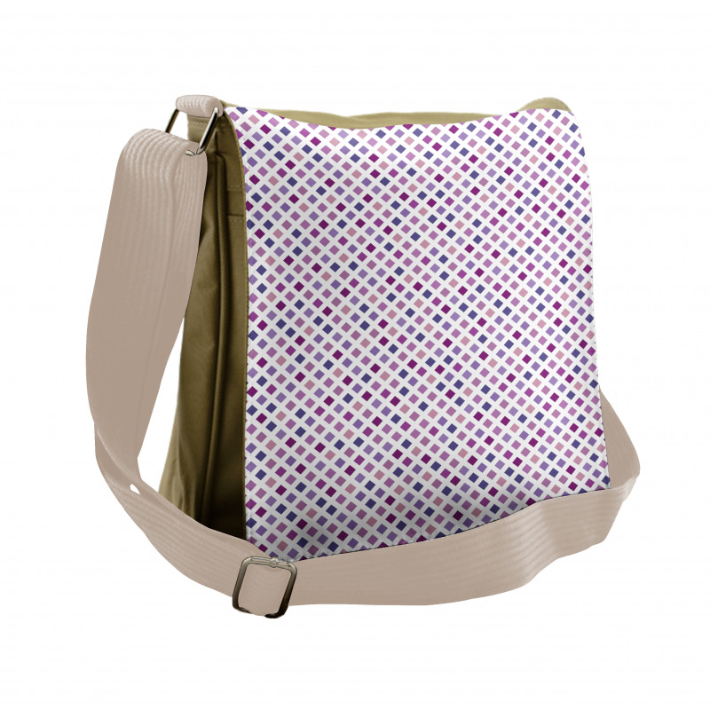 Diagonal Squares Mesh Messenger Bag