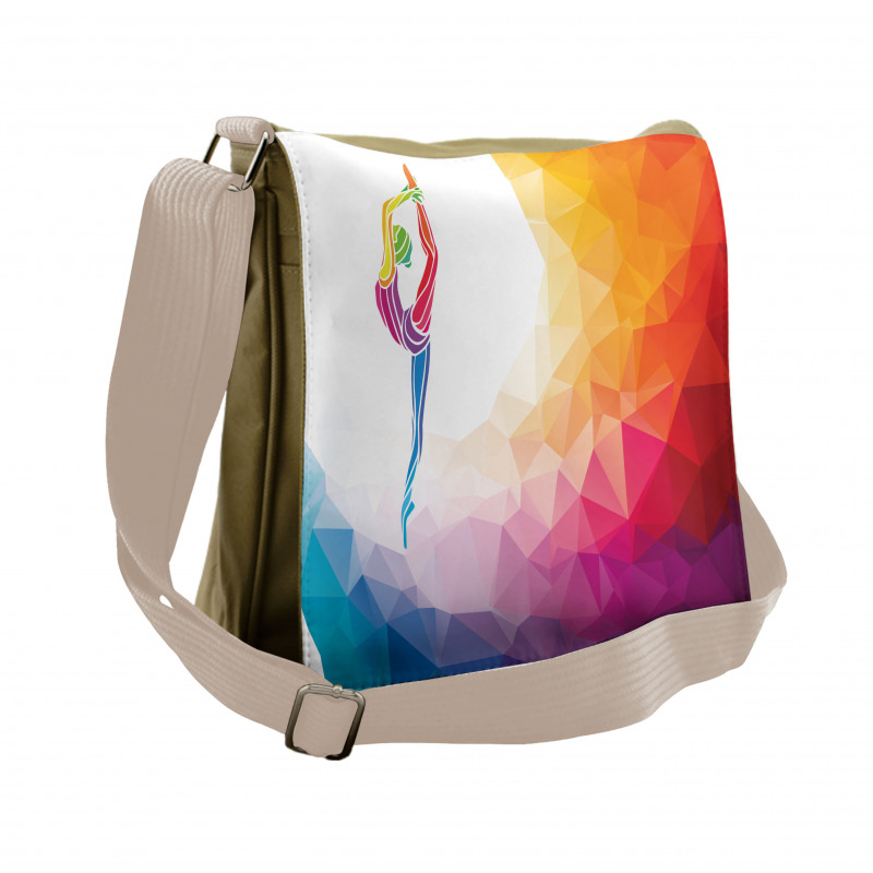 Polygonal Girl Motif Messenger Bag