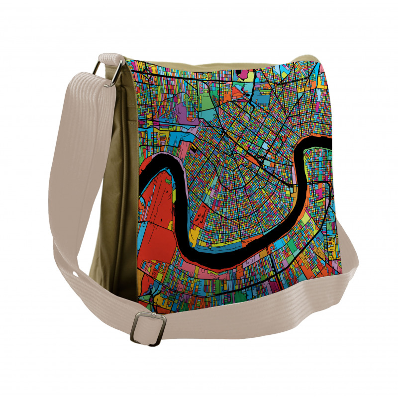 Colorful City Map Messenger Bag