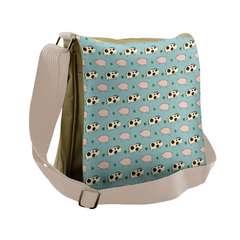 Doodle Pig Boar Oak Twig Messenger Bag