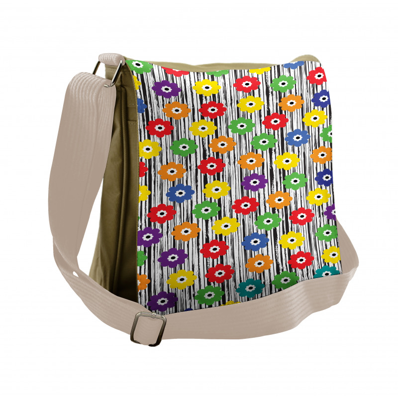 Repeating Vivid Petals Messenger Bag