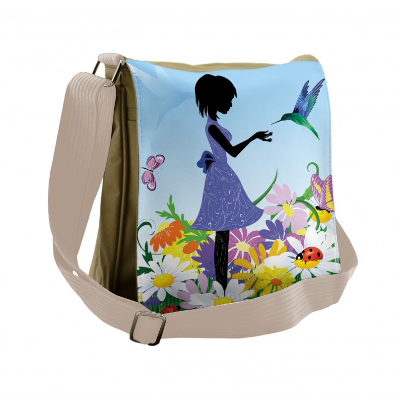 Lawn Blossomed Flowers Messenger Bag