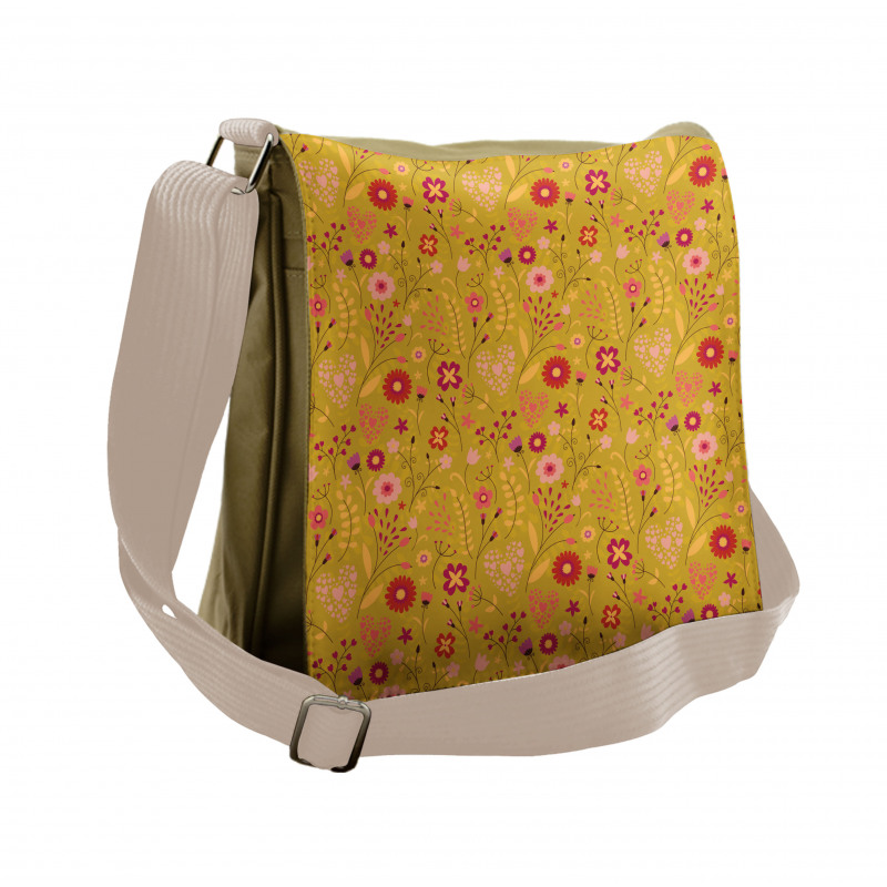 Heart Shapes Foliage Messenger Bag