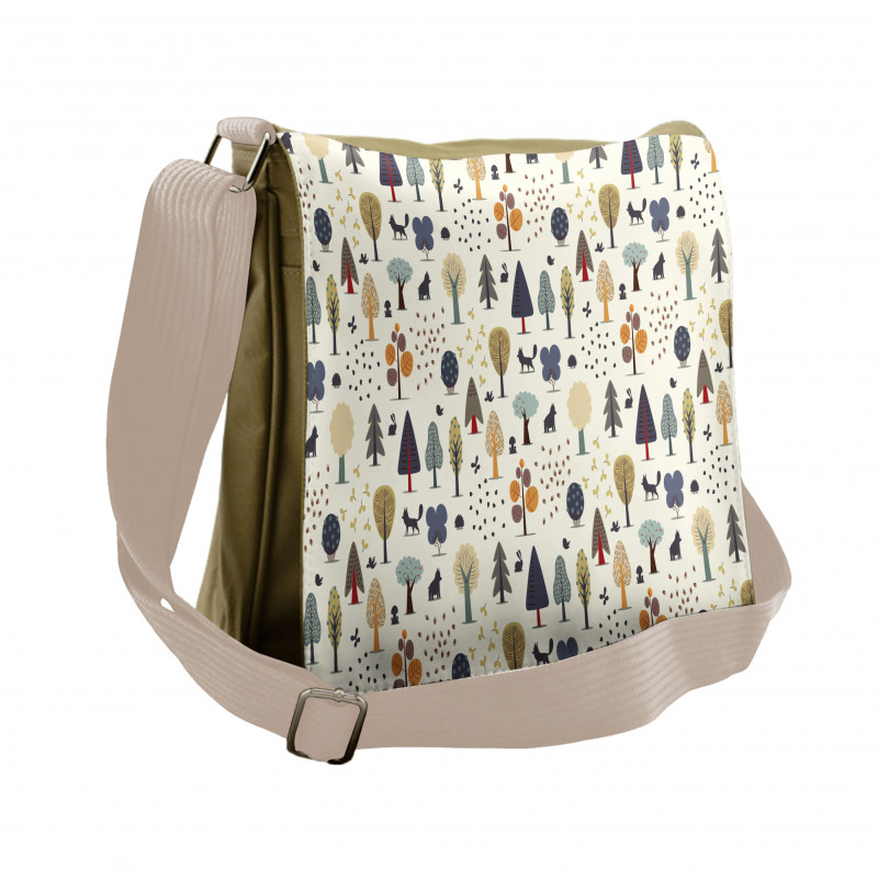 Woodland Trees Animals Messenger Bag