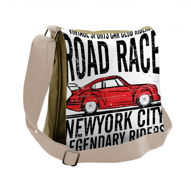 Vintage Sports Race Theme Messenger Bag