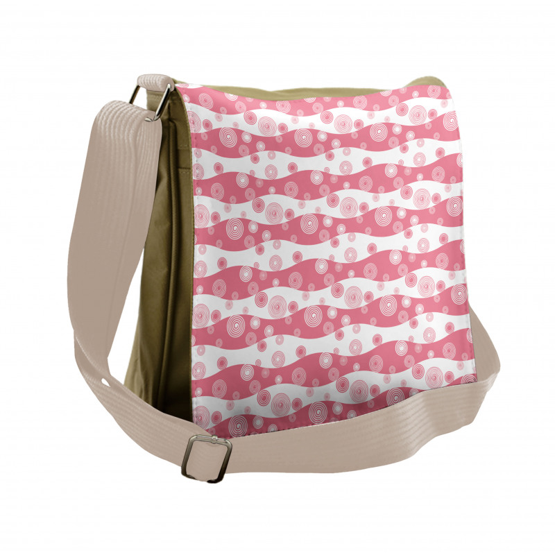 Monochrome Swirls Stripes Messenger Bag