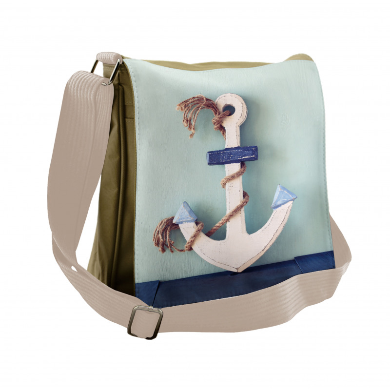 Anchor and Rope Motif Messenger Bag