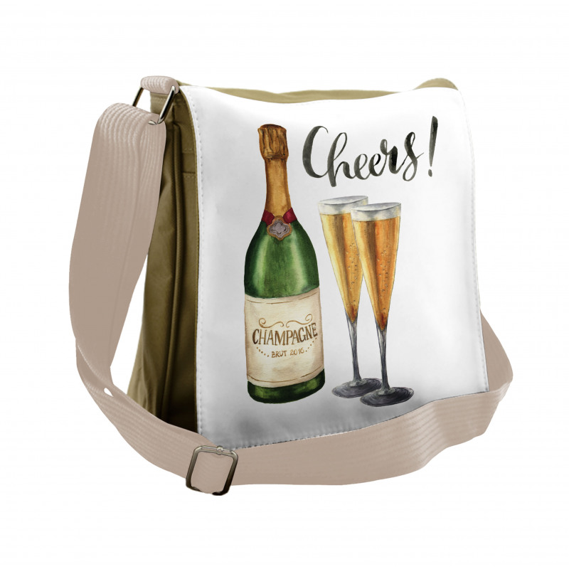 Watercolor Cheers Sketch Messenger Bag