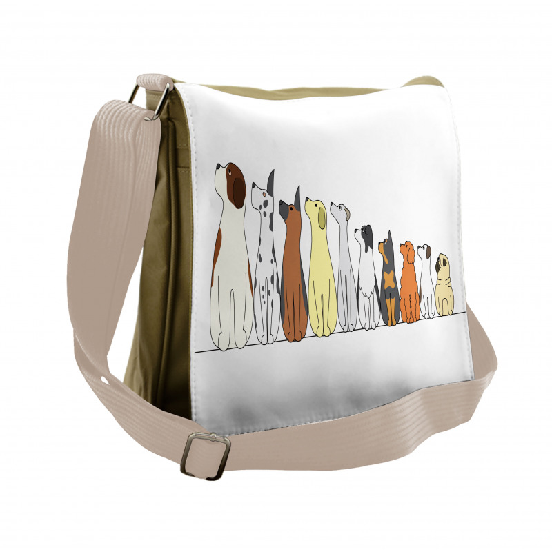 Dogs in a Row Looking Away Messenger Bag