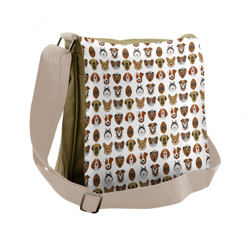 Comical Dog Caricature Design Messenger Bag