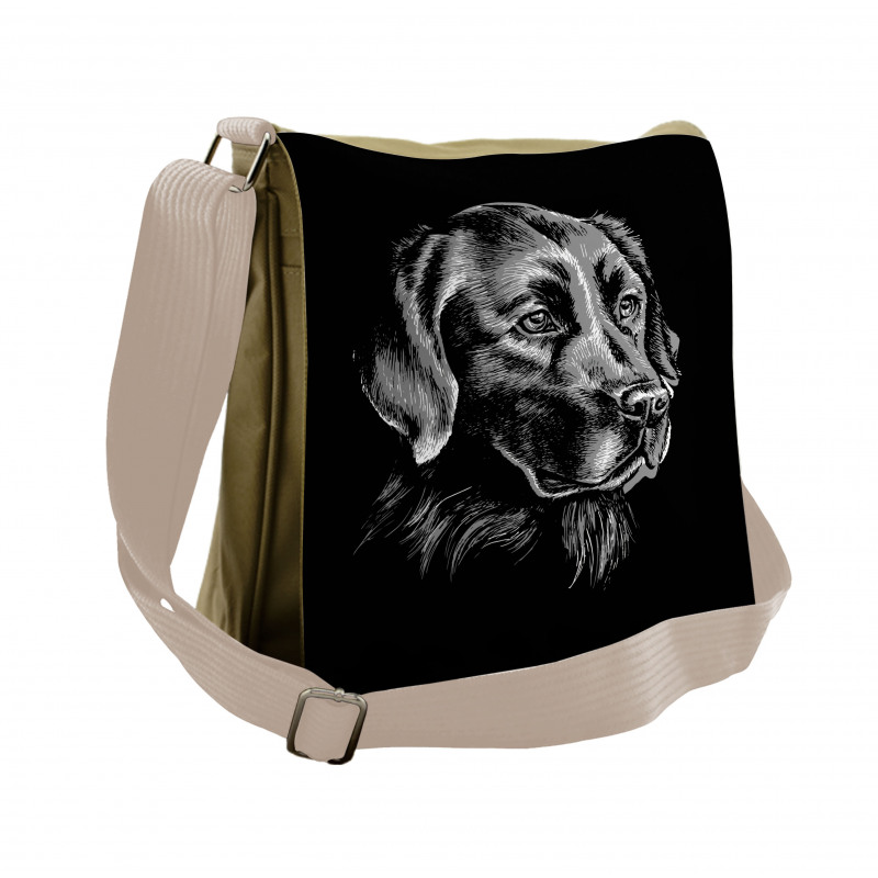 Sketch Art Retriever Puppy Messenger Bag