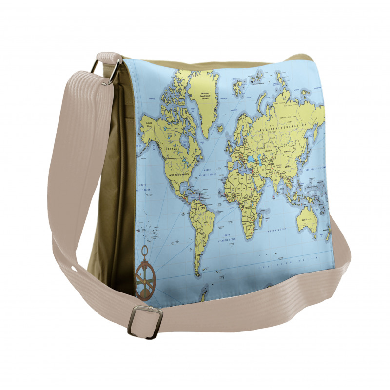 Adventure Detailed Map Messenger Bag