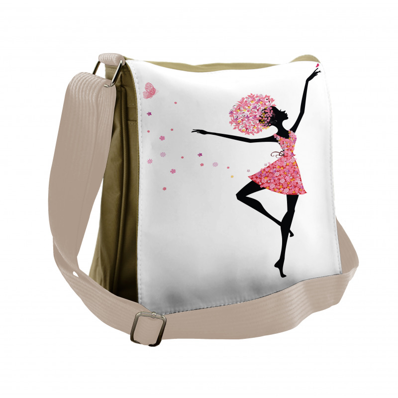Floral Woman Dancing Messenger Bag